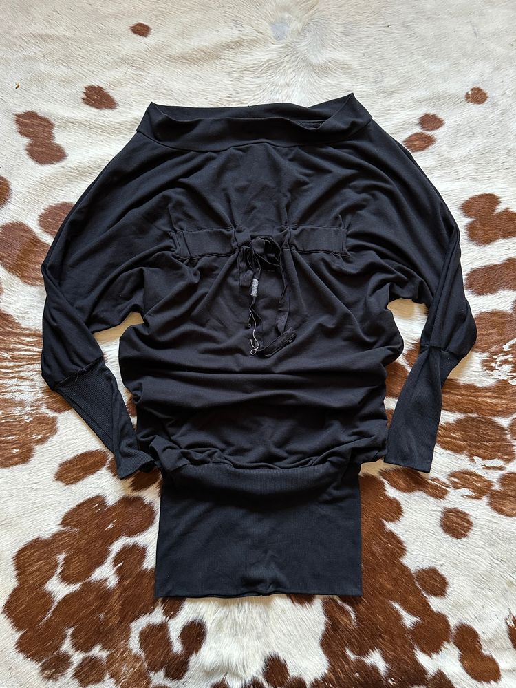 Cop Copine Black Long Sleeve Top With Ruched Front Detail